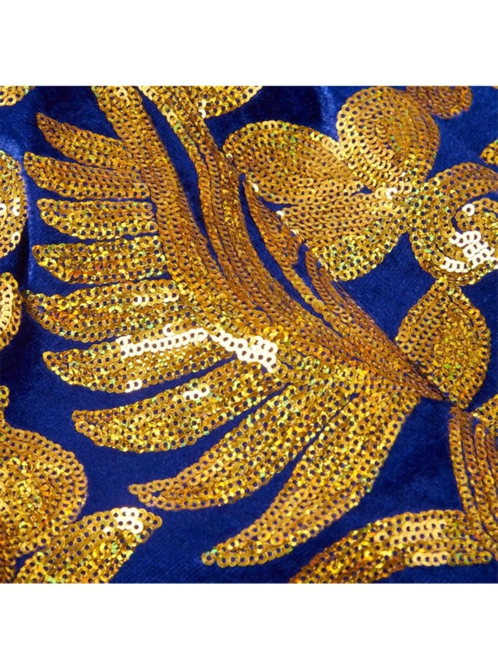 Macy's Cobalt Blue velvet Blazer with Gold Floral Jacquard